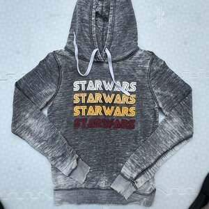 Star Wars Women's Distressed Lightweight Logo Hoodie Sweatshirt Gray